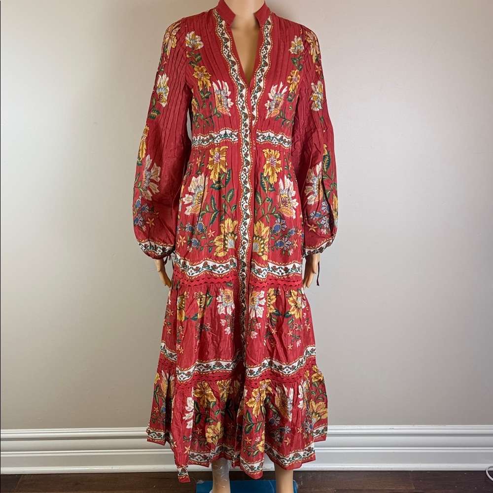 Farm Rio Red Garden Delight Midi Dress NWT - Picture 5 of 11